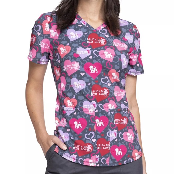 Cherokee Print Scrub Top Dog is Love - Picture 2 of 8